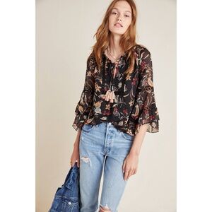 Anthropologie Maeve Odette Floral Peasant Blouse